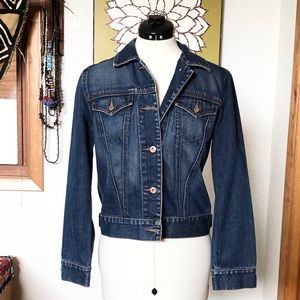 Gap Distressed Jean Jacket with Metal Boutons in S